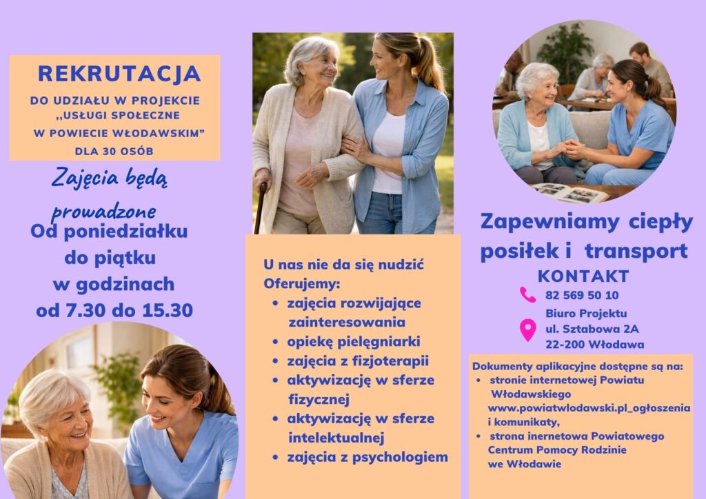 Rekrutacja do udziału w projekcie „Usługi społeczne w powiecie włodawskim”