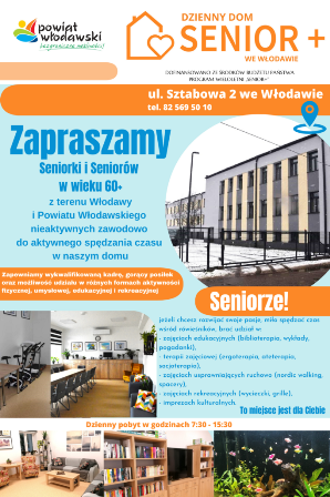 Ulotka  Dziennego Domu Senior+ we Włodawie